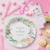 Elegante Watercolor Grüne Blumenzwiese Pappteller (Party)