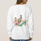 Elegante Watercolor Grüne Flora Ostern Bunny Sweatshirt (Rückseite)