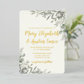 Elegante Watercolor Grüne Folieneinladung (Stehend vorne)