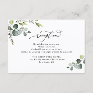 Elegante Watercolor Grüne Hochzeitsempfehlung Begleitkarte