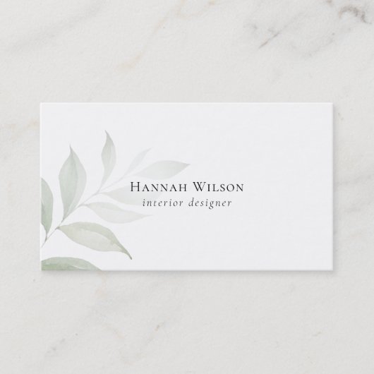 Elegante Watercolor Grüne Klassische Business Card Visitenkarte (Vorderseite)