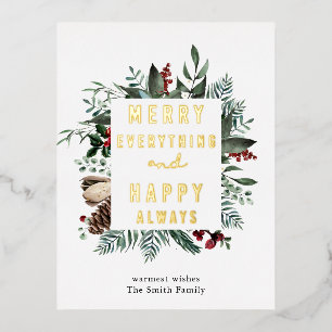 Elegante Watercolor Grüne Magnolia Folien Feiertagspostkarte