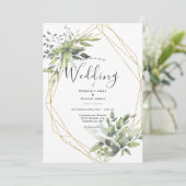 Elegante Watercolor Grüne Moderne Hochzeit Einladung (Stehend Vorderseite)