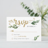 Elegante Watercolor Grüne RSVP Karte (Stehend Vorderseite)
