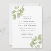 Elegante Watercolor Grüne Rustikale Hochzeit Einladung (Vorderseite)