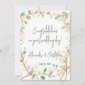 Elegante Watercolor Grüne und weiße Blumen Karte (Vorderseite)