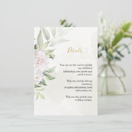 Elegante Watercolor Grüne Weiße Blume Hochzeit Begleitkarte