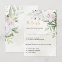 Elegante Watercolor Grüne Weiße Blume Hochzeit