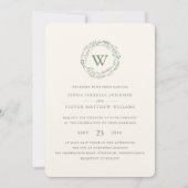 Elegante Watercolor Grüne Wreath Wedding Einladung (Vorderseite)