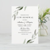 Elegante Watercolor Grünes Leaf Vow Renewal Einlad Einladung (Stehend Vorderseite)