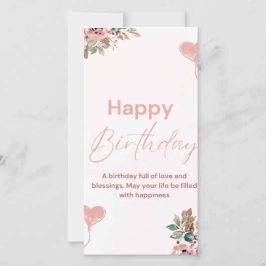 Elegante Watercolor Happy Birthday Card (Vorderseite)