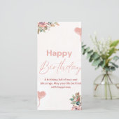 Elegante Watercolor Happy Birthday Card (Stehend Vorderseite)