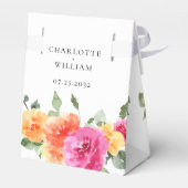 Elegante Watercolor Helle Blume Blumenhochzeit Geschenkschachtel (Rückseite)