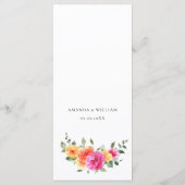 Elegante Watercolor Helle Blume Hochzeitsessen Menükarte (Rückseite)