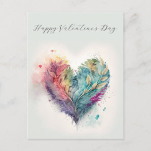 Elegante Watercolor Herzlich Valentinstag Postkart Postkarte