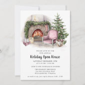 Elegante Watercolor Holiday Open House Einladung (Vorderseite)