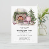 Elegante Watercolor Holiday Open House Einladung (Stehend Vorderseite)