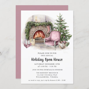 Elegante Watercolor Holiday Open House Einladung