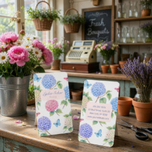 Elegante Watercolor Hydrangea Florist Business Car Visitenkarte