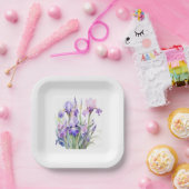 Elegante Watercolor Iris Paper-Teller Pappteller (Party)