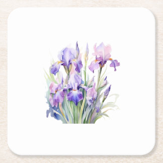 Elegante Watercolor Iris Paper-Untersetzer Rechteckiger Pappuntersetzer