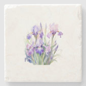 Elegante Watercolor Iris Sandstone Untersetzer (Vorderseite)