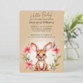 Elegante Watercolor Kangaroo Babydusche Einladung (Stehend Vorderseite)