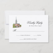 Elegante Watercolor Kirche Hochzeit RSVP (Vorderseite)