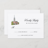Elegante Watercolor Kirche Hochzeit RSVP (Vorne/Hinten)