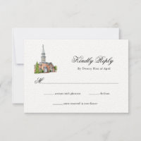Elegante Watercolor Kirche Hochzeit RSVP