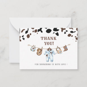 Elegante Watercolor Kleiner Cowboy Rodeo Country B Mitteilungskarte