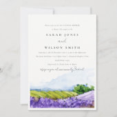 Elegante Watercolor Lavendel Fields Paare Dusche Einladung (Vorderseite)