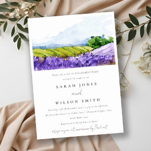 Elegante Watercolor Lavendel Fields-Verlobung Einladung