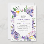 Elegante Watercolor Lavendel Lila Babydusche Einladung (Vorderseite)