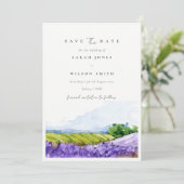Elegante Watercolor Lavendelfelder Save the Date Einladung (Stehend Vorderseite)