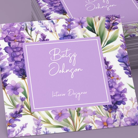 Elegante Watercolor Lavender Blume Business Card