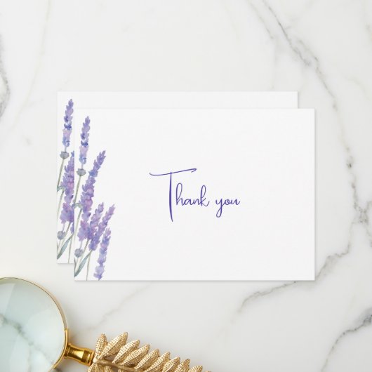 Elegante Watercolor Lavender Blume Hochzeit Dankeskarte (Vorderseite/Rückseite Beispiel)