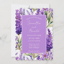 Elegante Watercolor Lavender Blume Hochzeit Einladung