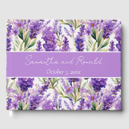 Elegante Watercolor Lavender Blume Hochzeit Gästebuch