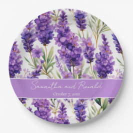 Elegante Watercolor Lavender Blume Hochzeit Pappteller