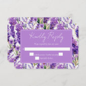 Elegante Watercolor Lavender Blume Hochzeit RSVP Karte (Vorne/Hinten)