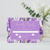 Elegante Watercolor Lavender Blume Hochzeit RSVP Karte (Stehend Vorderseite)