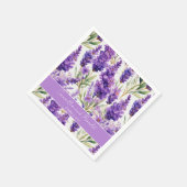 Elegante Watercolor Lavender Blume Hochzeit Serviette (Ecke)