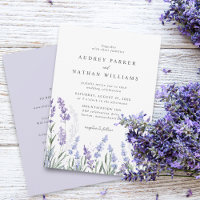 Elegante Watercolor Lavender Field Details Hochzei