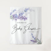 Elegante Watercolor Lavender Floral Baby Shower Wandteppich (Vorderseite)