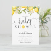 Elegante Watercolor Lemon Babydusche Einladung (Stehend Vorderseite)