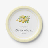 Elegante Watercolor Lemon Babydusche Pappteller (Vorderseite)
