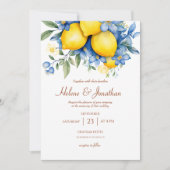 Elegante Watercolor Lemon Frische Pasta machen Einladung (Vorderseite)