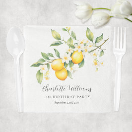 Elegante Watercolor Lemon Geburtstagsparty Serviette