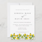 Elegante Watercolor Lemon Kalligraphie Hochzeit Einladung (Vorderseite)